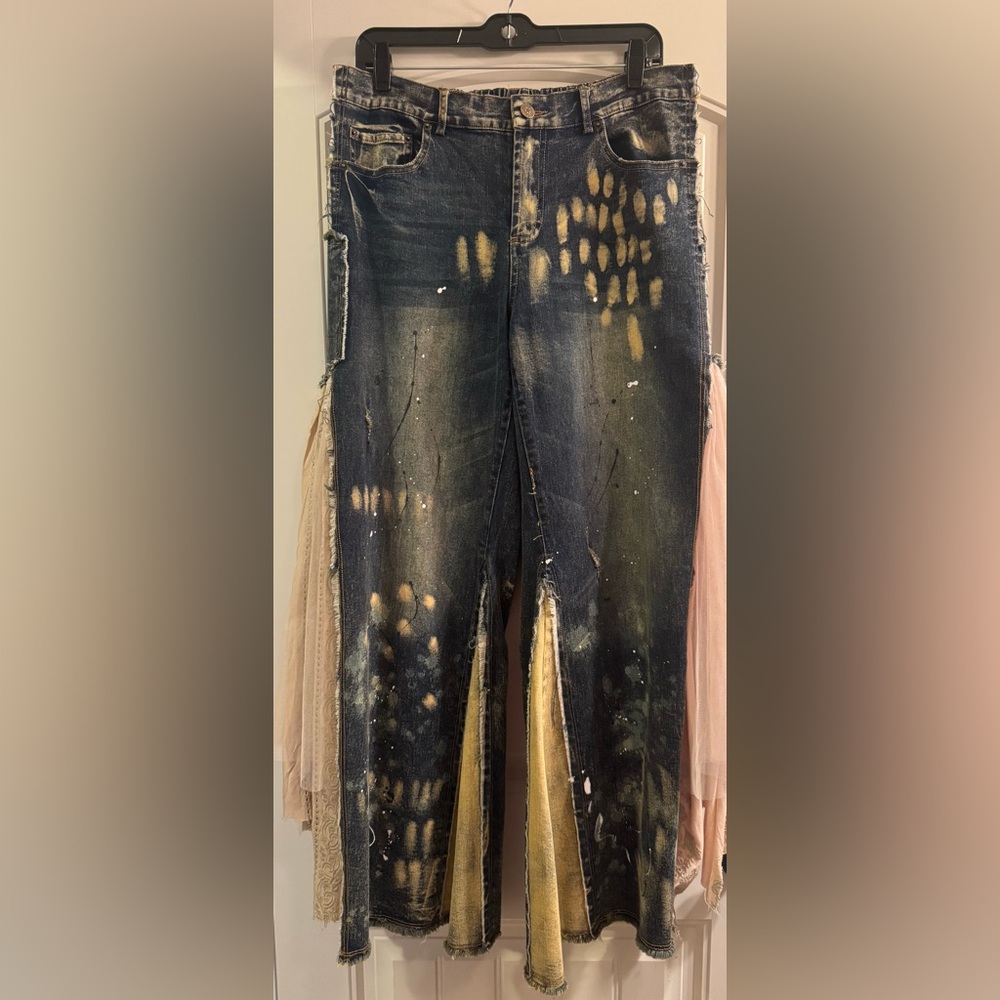 Jaded Gypsy flare jeans with lace and tulle. Size small/medium NEW